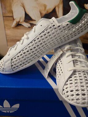 adidas Stan Smith White Bold Green IH9356 Basket Weave 2026 Shoes Mens 10 RARE